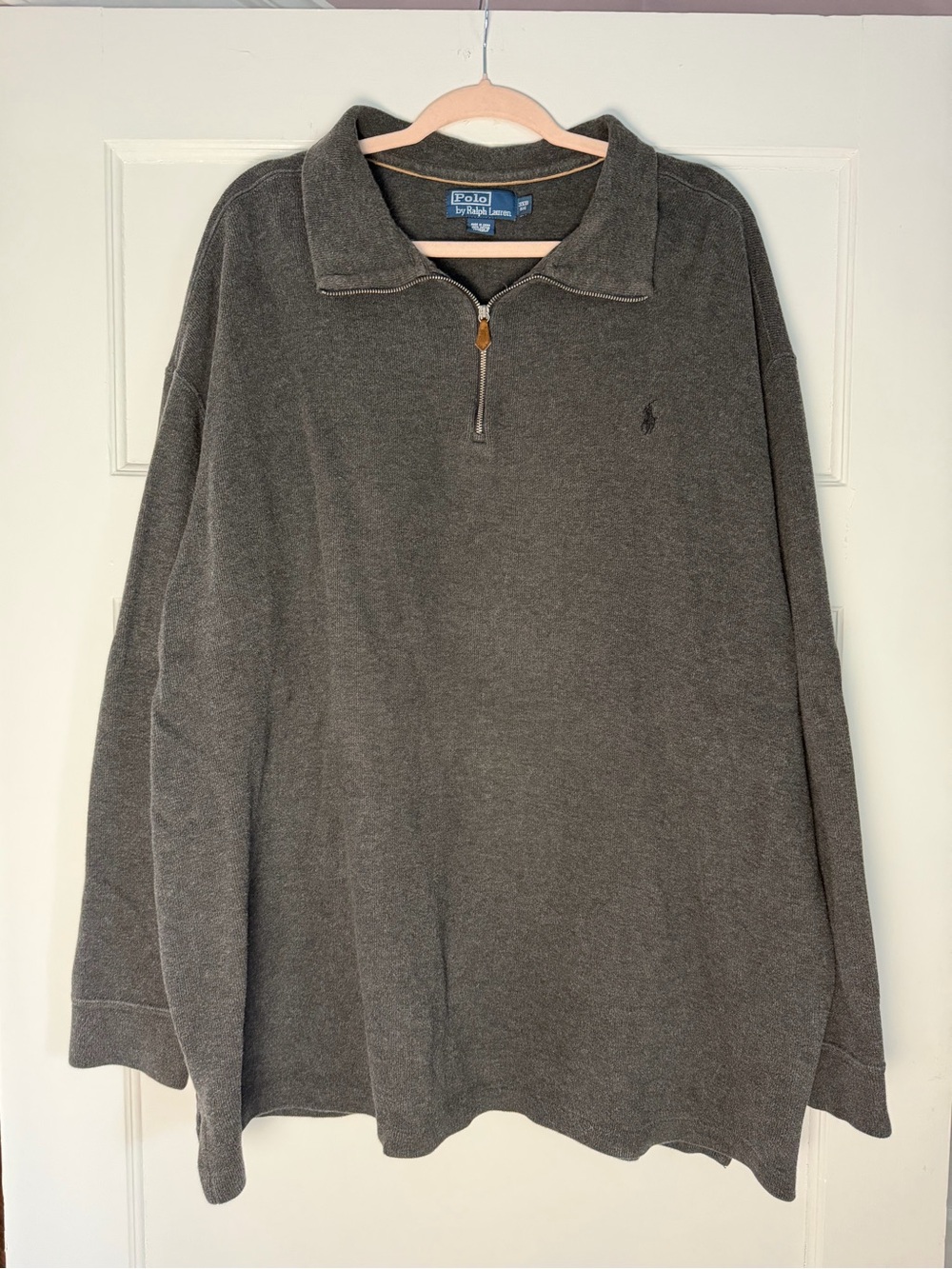 Polo Ralph Lauren Men’s 3XB Dark Gray 1/4 Zip Pullover Big & Tall Cotton